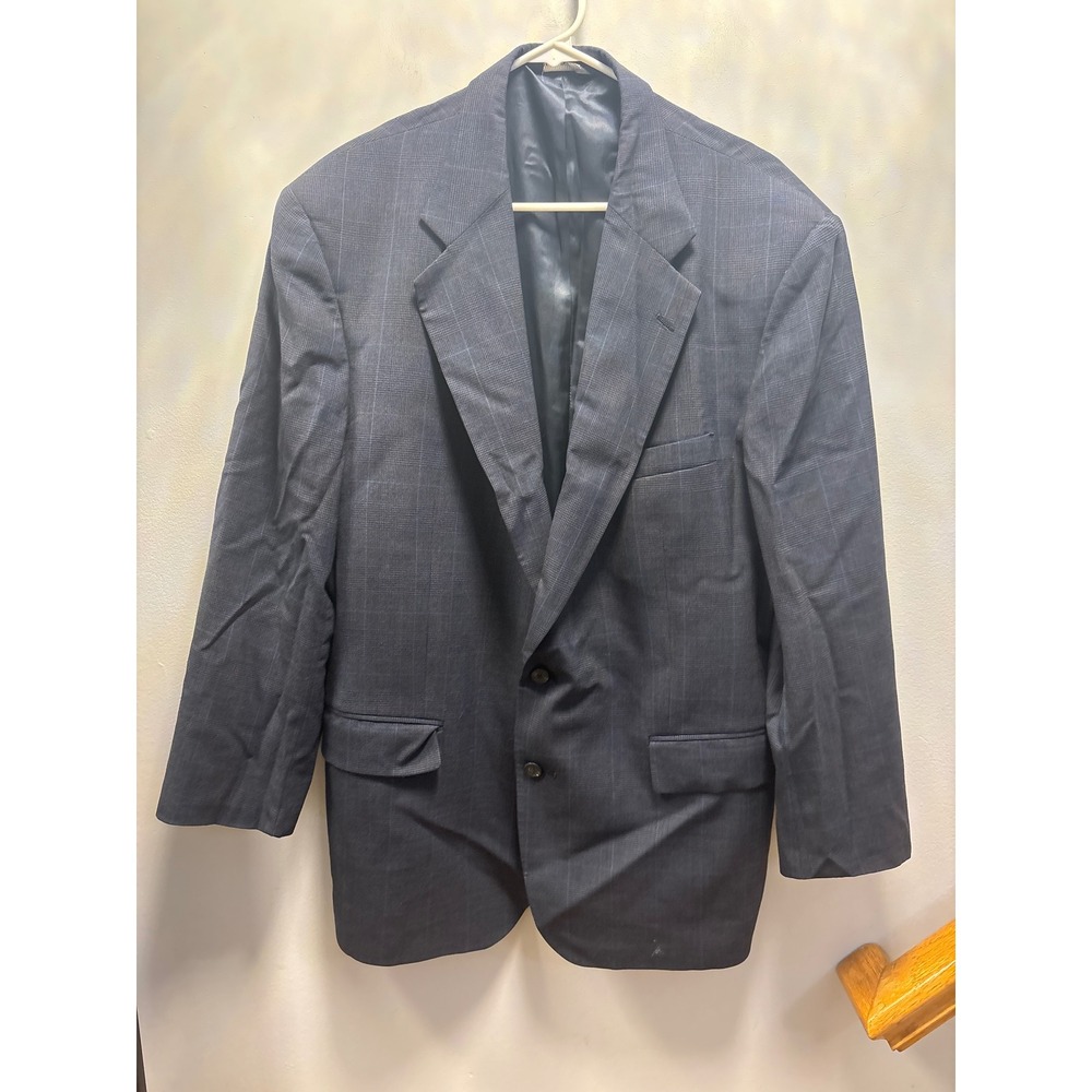 Unbranded Glen Plaid Blazer Mens 42R Charcoal Grey Fair‎ Two Button Single Vent